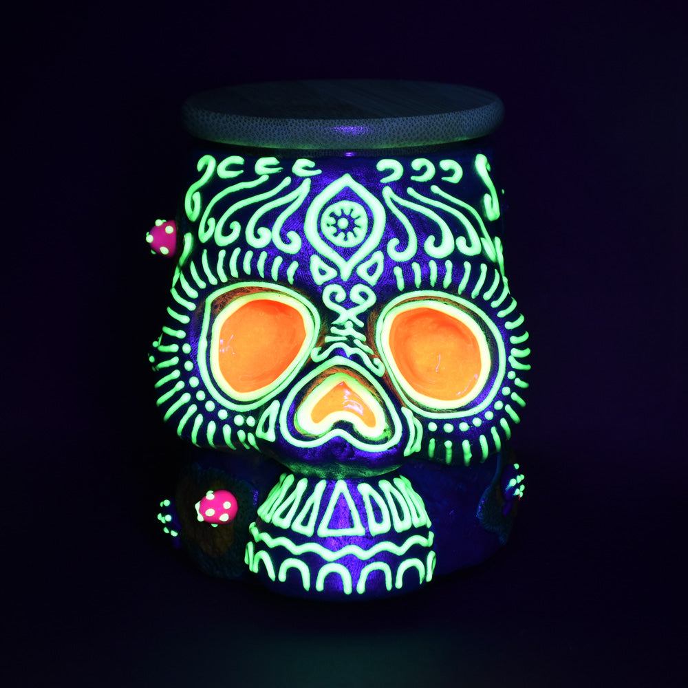 Pulsar Sugar Skull Glass Jar - 4.25" - Discreet Smoker