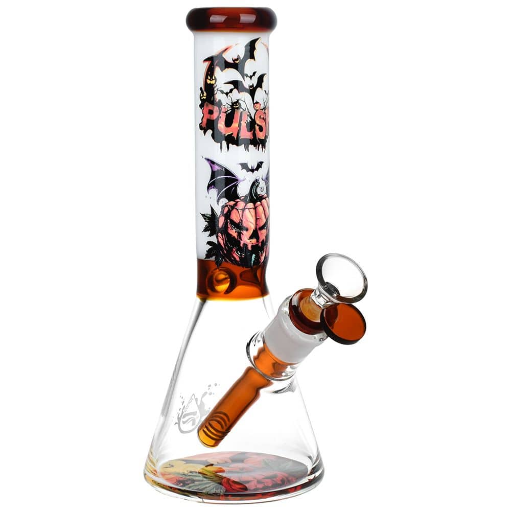 Pulsar Halloween Scene Beaker Water Pipe - 9.5" / 14mm F - Discreet Smoker
