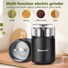 Hermolante Herb Grinder, Electric Spice Grinder, Press-Down Lid Starts