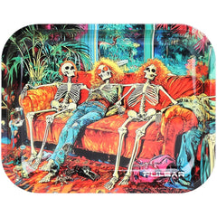 Pulsar Design Series Large Metal Rolling Tray - In Da Couch / 13"x11" - Discreet Smoker