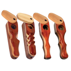 Padauk Wood Spoon Pipe w/ Swivel Lid - Discreet Smoker