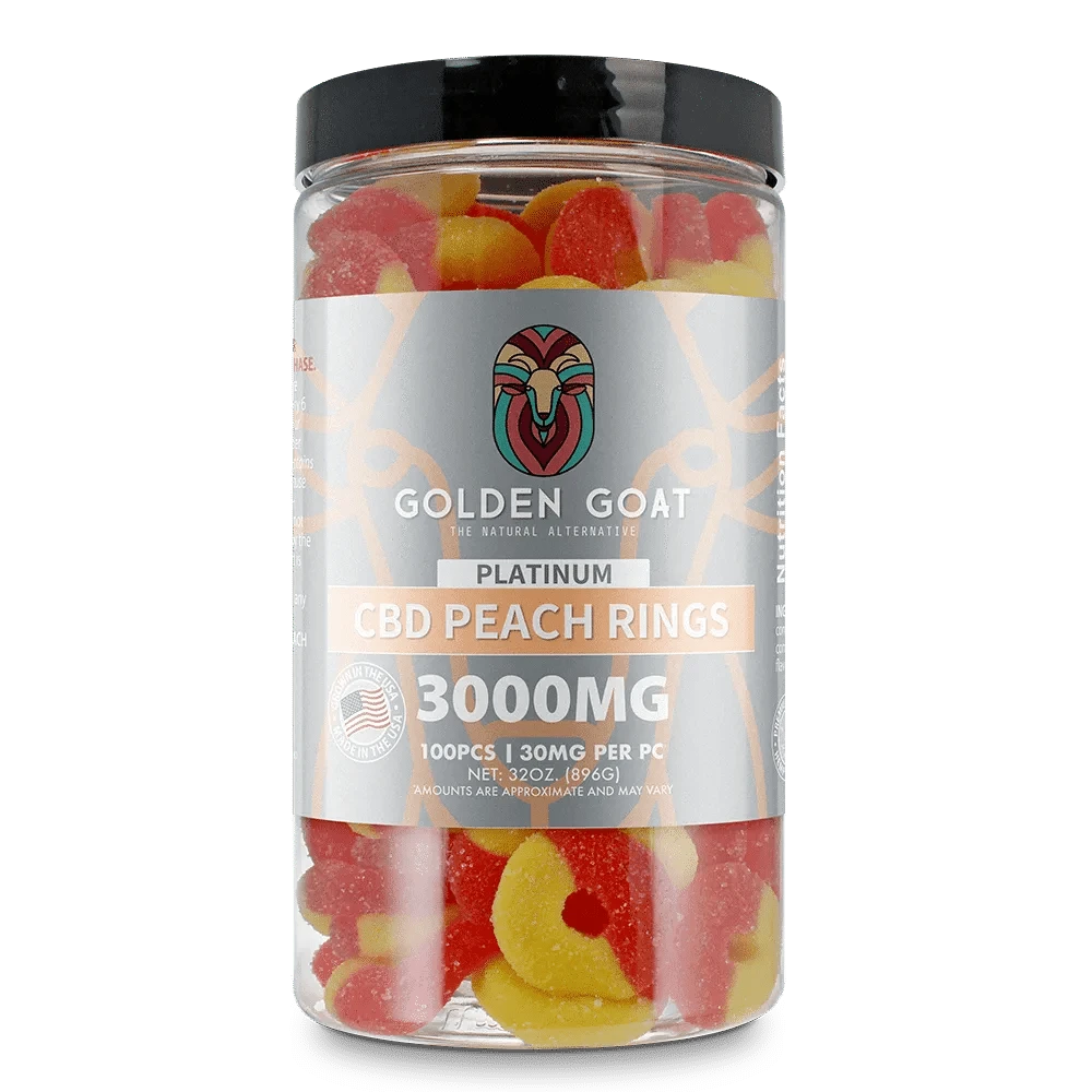 Platinum CBD Gummies 3000mg - Peach Rings - Discreet Smoker