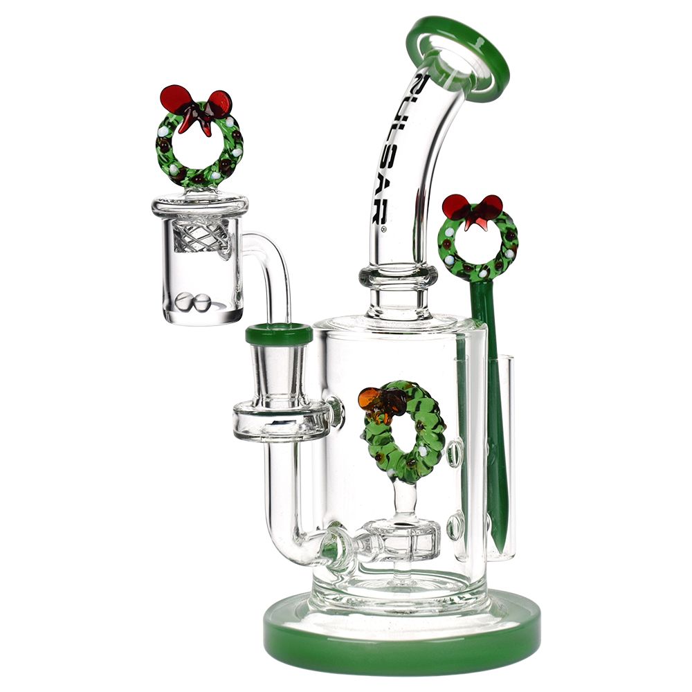 Pulsar Holidaze Series Glass Dab Rig Set | 8.25" | 14mm F - Discreet Smoker