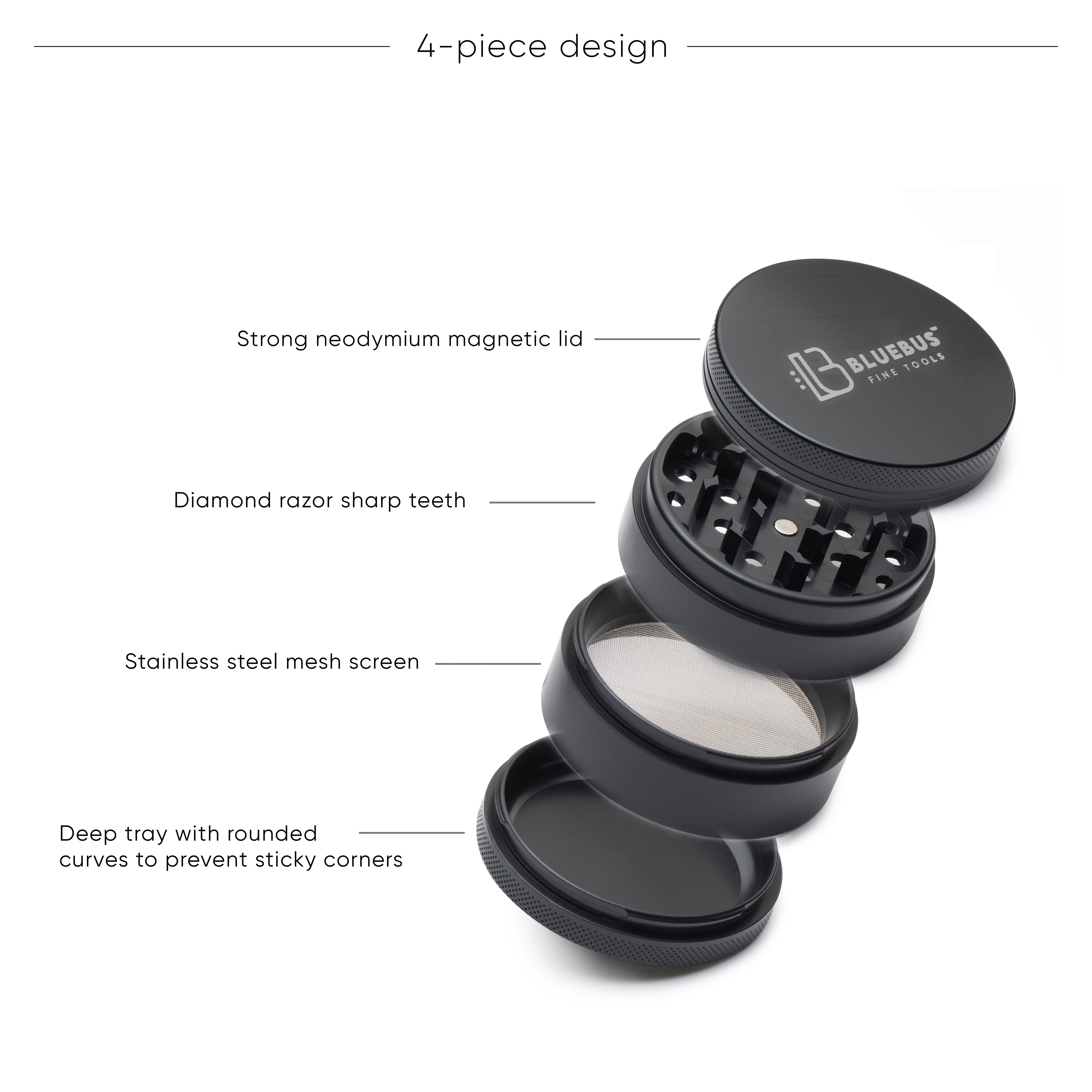 GC 2.5" Ceramic Grinder Black - Discreet Smoker