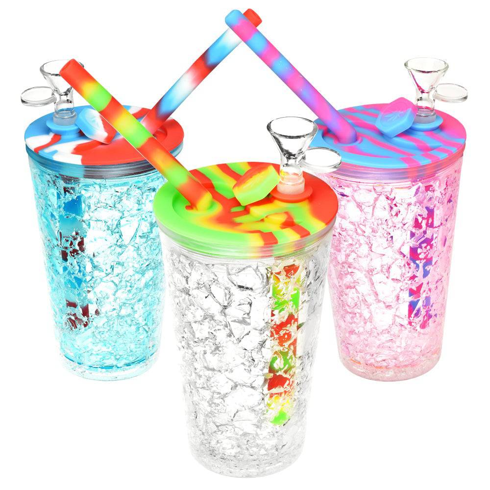 Cooling Freeze Travel Cup Bubbler - 6" /14mm F /Colors Vary - Discreet Smoker