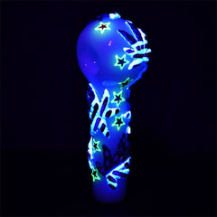 Patriot Leaf Glow In The Dark Glass Spoon Pipe - 5" - Discreet Smoker