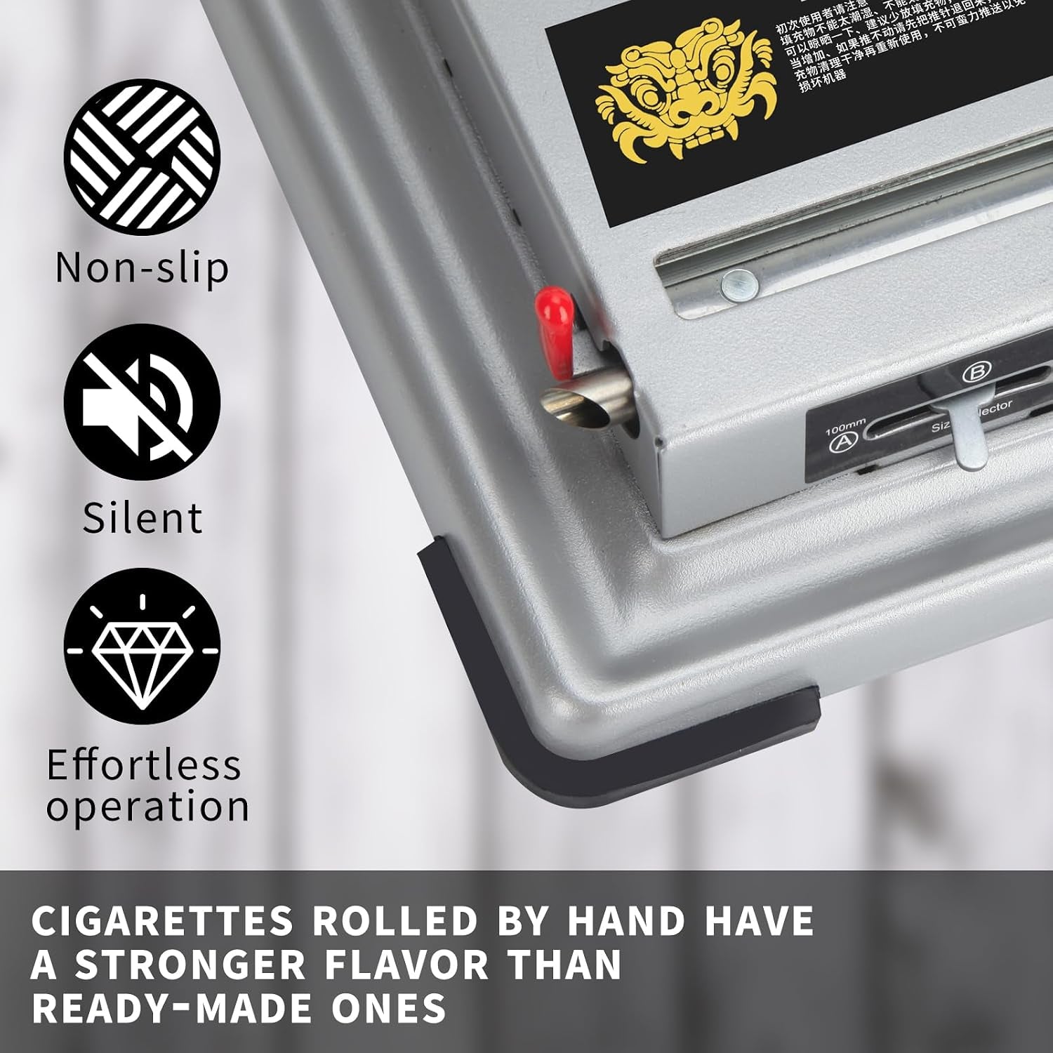 Manual Cigarette Rolling Machine Tobacco Injector for 8Mm Diameter Cigarette Tubes, Makes 80-100Mm Length Cigarettes, Portable Handheld Cigarette Maker (Silver)