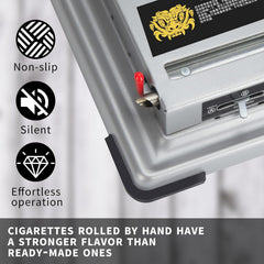 Manual Cigarette Rolling Machine Tobacco Injector for 8Mm Diameter Cigarette Tubes, Makes 80-100Mm Length Cigarettes, Portable Handheld Cigarette Maker (Silver)