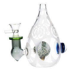 Eggcellent Etched Glass Water Pipe - 5.25" / 14mm F - Discreet Smoker