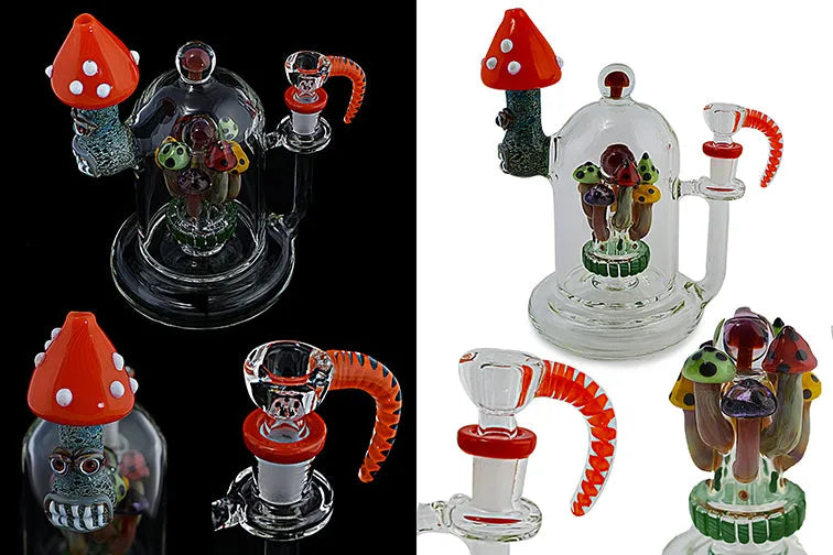 Handmade Mushroom Glass Water Pipe - Discreet Smoker