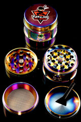 Ninja Glass Rainbow 4-Part Metal Herb Grinder – 1½″ - Discreet Smoker