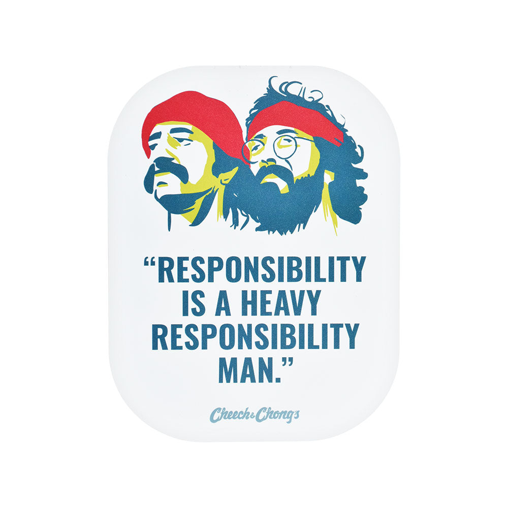 Cheech & Chong's x Pulsar Mini Metal Rolling Tray w/ Lid - Responsibility / 7"x5.5" - Discreet Smoker
