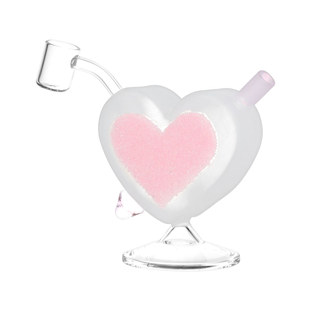 Heart Sparkles Glass Mini Rig - 4.5" / 10mm F / Colors Vary - Discreet Smoker