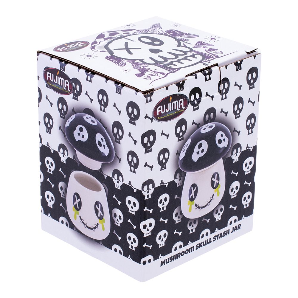 Fujima Mushroom Skull Ceramic Stash Jar - 4.25" - Discreet Smoker