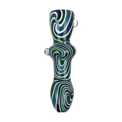 Hypnotist Triplets Wig Wag Swirls Glass Chillum - 4" - Discreet Smoker