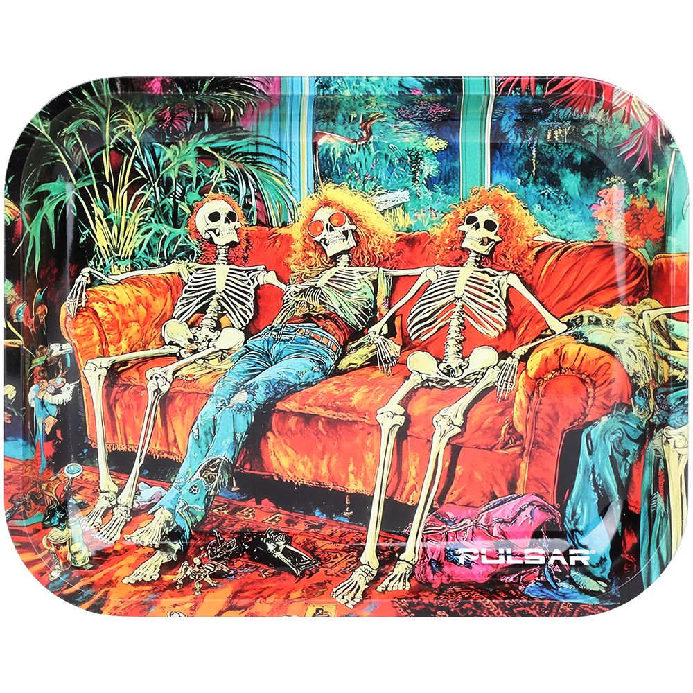 Pulsar Design Series Large Metal Rolling Tray - In Da Couch / 13"x11" - Discreet Smoker