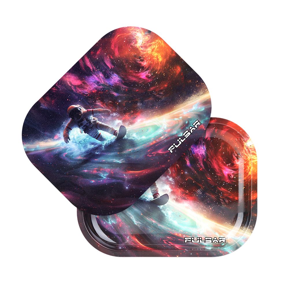 Pulsar Mini Rolling Tray & Lid Kit - Astro Surfer / 7"x5.5" - Discreet Smoker