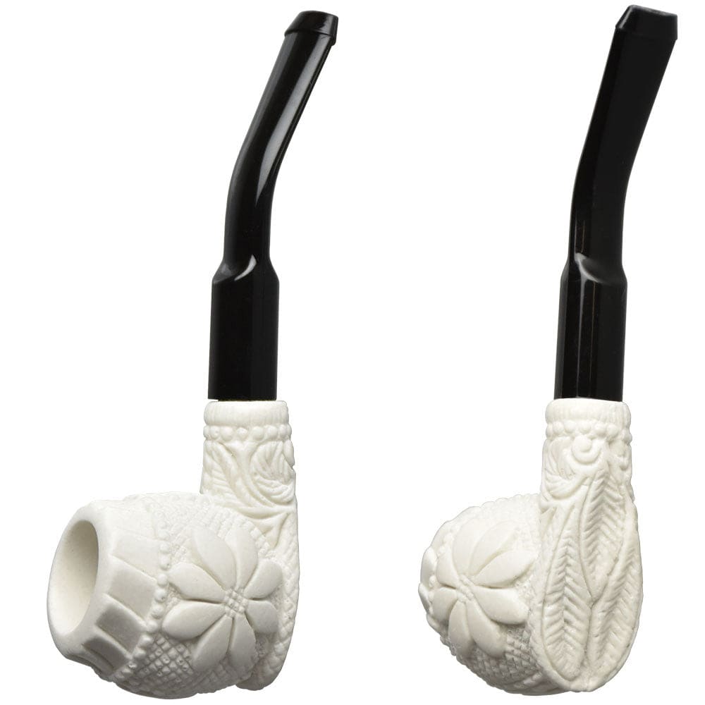 Mini Deluxe Meerschaum Pipe - 4.5" / Floral - Discreet Smoker