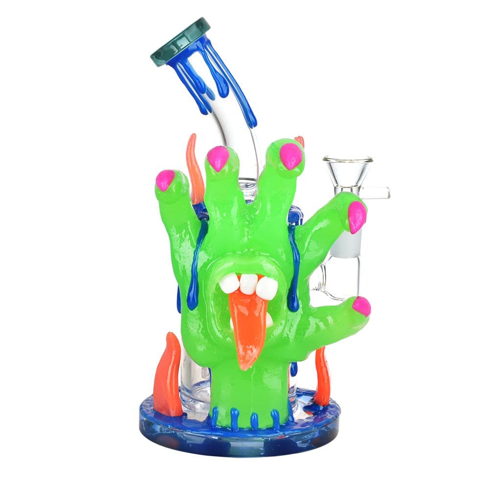 Reach Out And Taste The World Glow In The Dark Water Pipe - 8" / 14mm F - Discreet Smoker