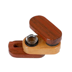 Twist-Out Lid Wood Pipe w/ Bottom Cleaning Slide - Discreet Smoker