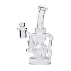 Human Grade Stubby Klein Glass Recycler Rig Water Pipe - Discreet Smoker