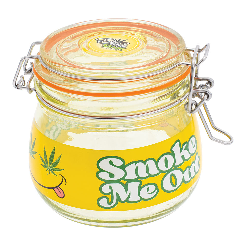 Fujima Dank Tank Smiley Smoke Me Out Glass Jar - 500ml - Discreet Smoker