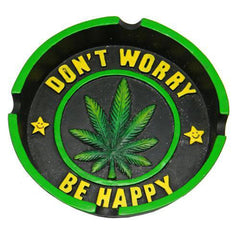 Don't Worry Be Happy Leaf Round Ashtrays - Discreet Smoker