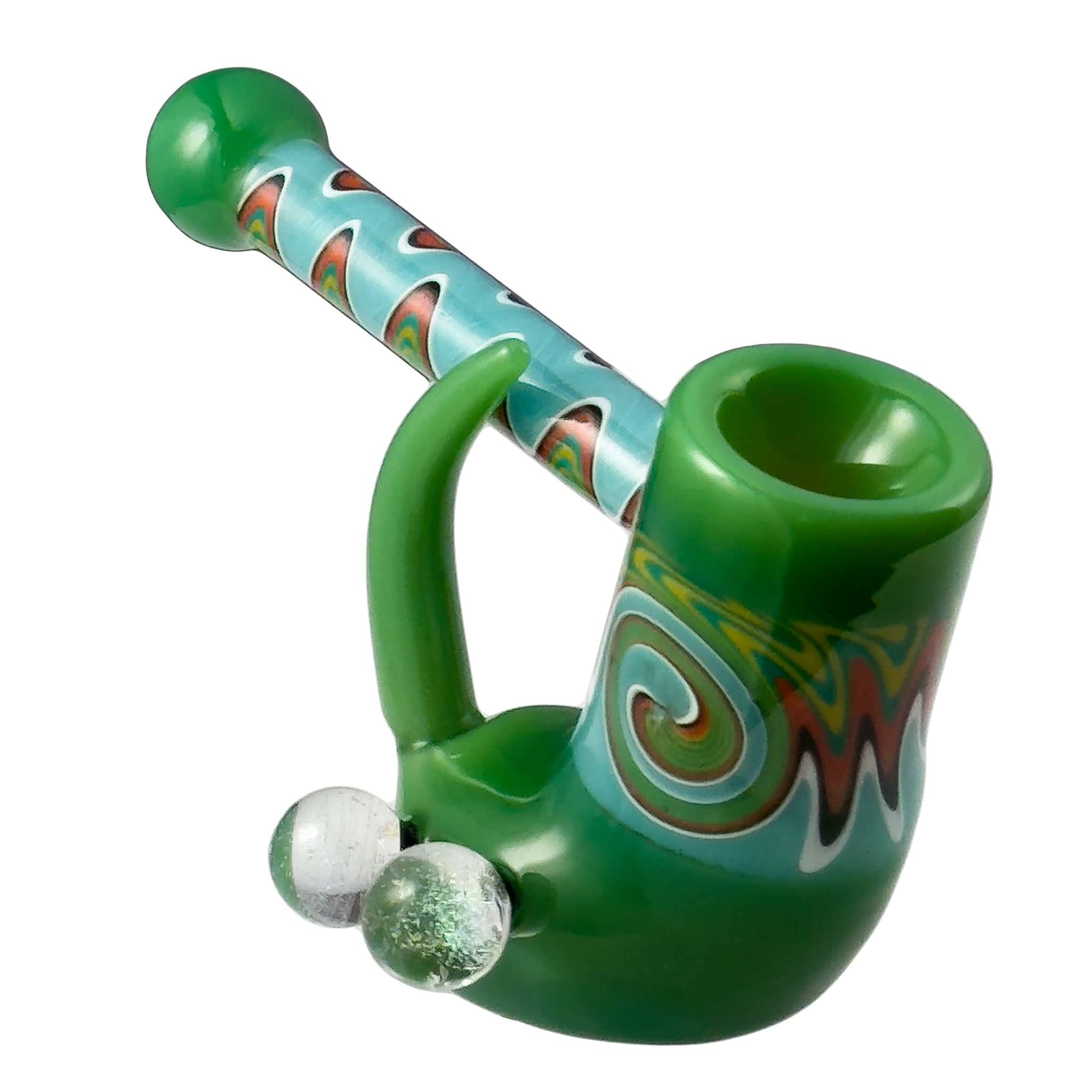 Crush Fang Bub Pipe w/Dual Galaxy Marbles (Various Colors) - Discreet Smoker