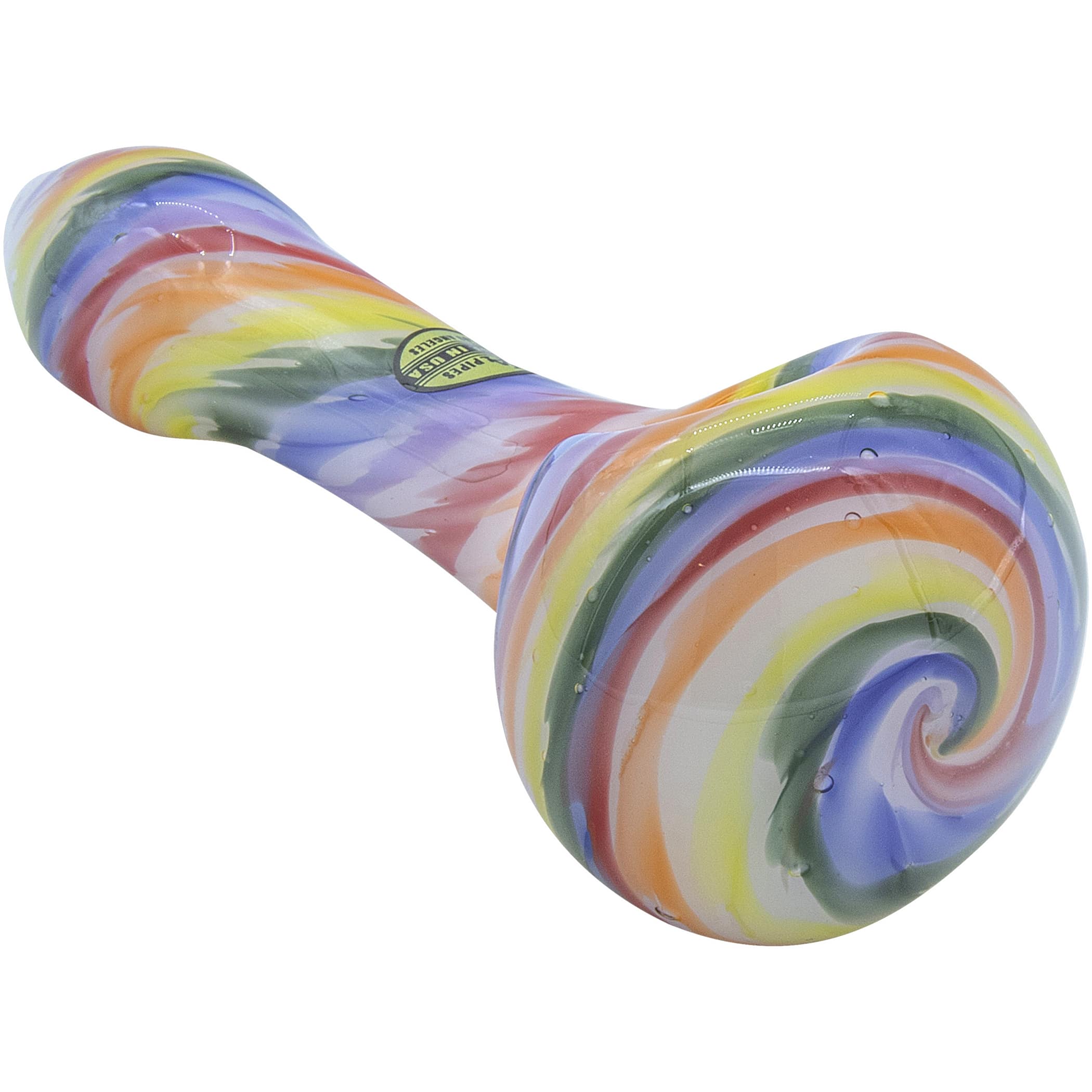 LA Pipes "Rainbow Tie-Dye" Glass Spoon Pipe on White - Discreet Smoker