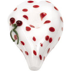Elegant White Heart-Shaped Glass Hand Pipe with Red Polka Dots - Discreet Smoker
