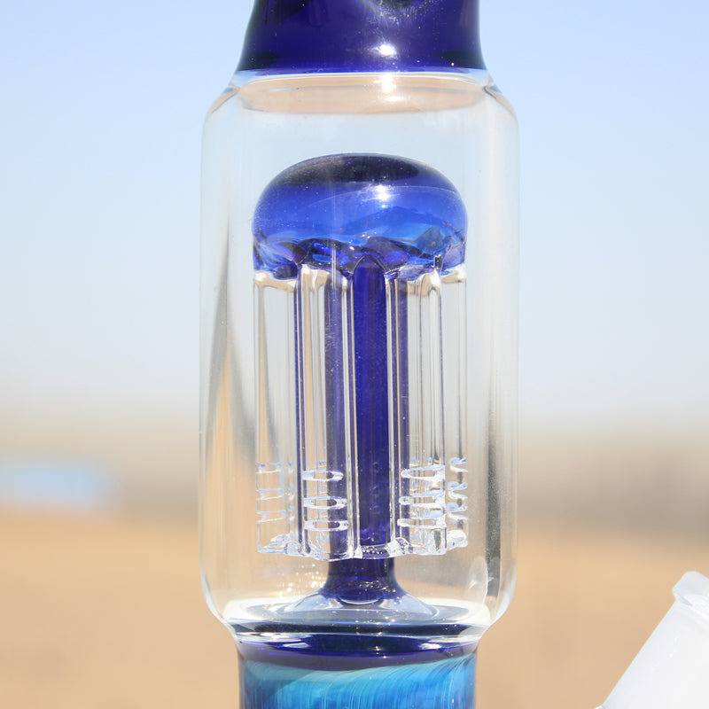 10.5" Blue Buddha Glass Water Pipe w/ Coil Perc - Discreet Smoker