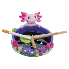 Fujima Pink Axolotl Star & Mushroom Ashtray - 5" x 4.5" - Discreet Smoker