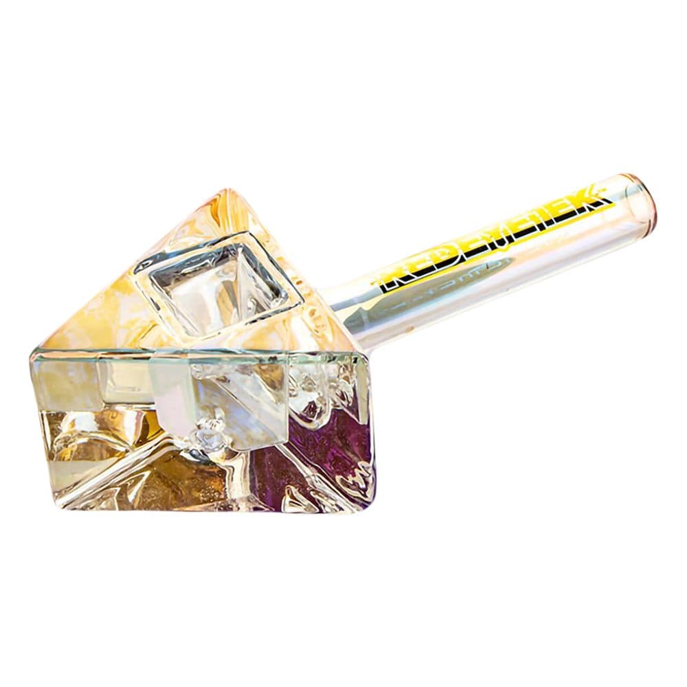 Red Eye Tek Terminator Finish Infinity Bowl Triangle Glass Hand Pipe | 4.5" - Discreet Smoker
