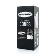 Futurola Paper Cones – 1 ¼ Size - 900pc - Branded Tip - White - Discreet Smoker
