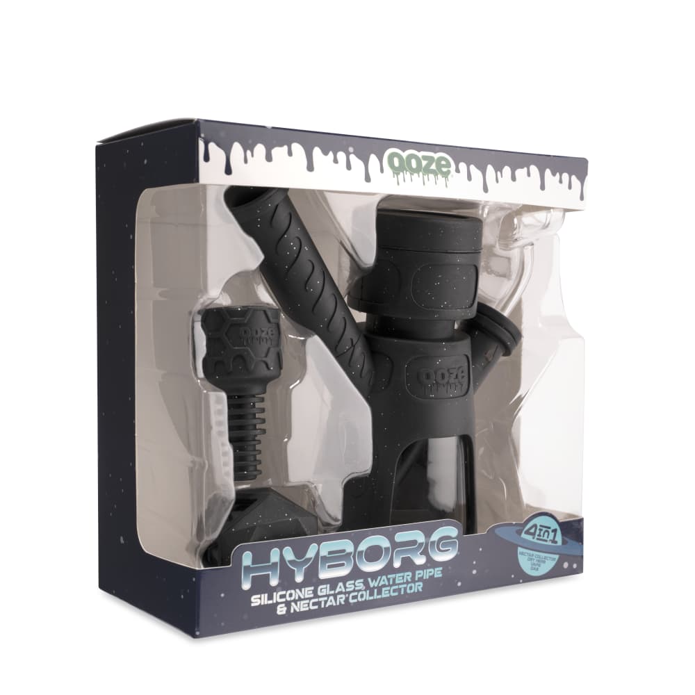Ooze Hyborg Silicone Glass 4-in-1 Hybrid Water Pipe and Nectar Collector - Discreet Smoker