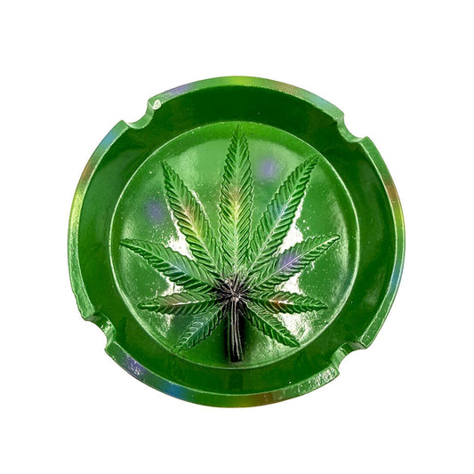 TIE DYE POLYSTONE LEAF ROUND ASHTRAY - Discreet Smoker