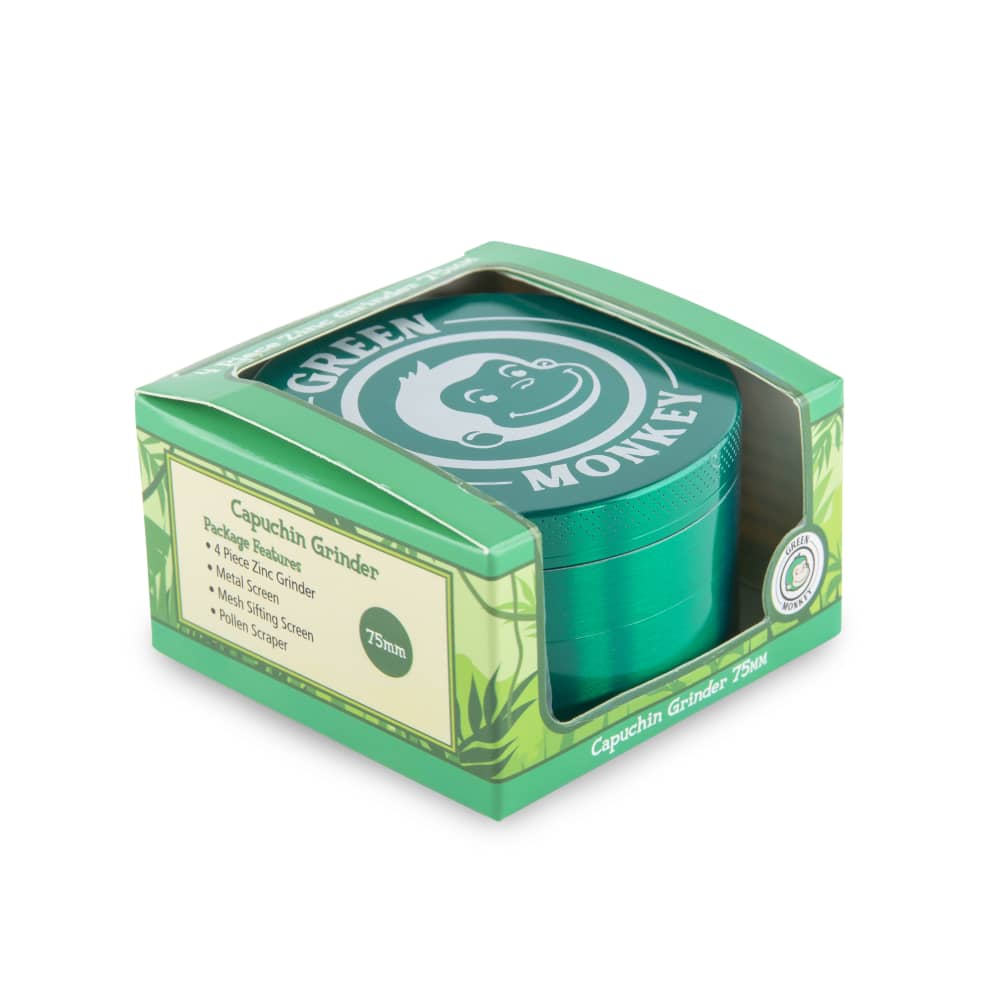 Green Monkey Grinder - Capuchin 4pc - 75mm - Discreet Smoker