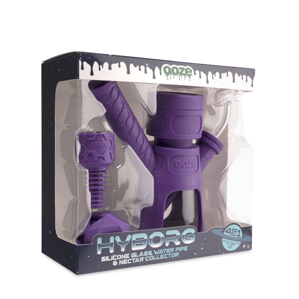 Ooze Hyborg Silicone Glass 4-in-1 Hybrid Water Pipe and Nectar Collector - Discreet Smoker