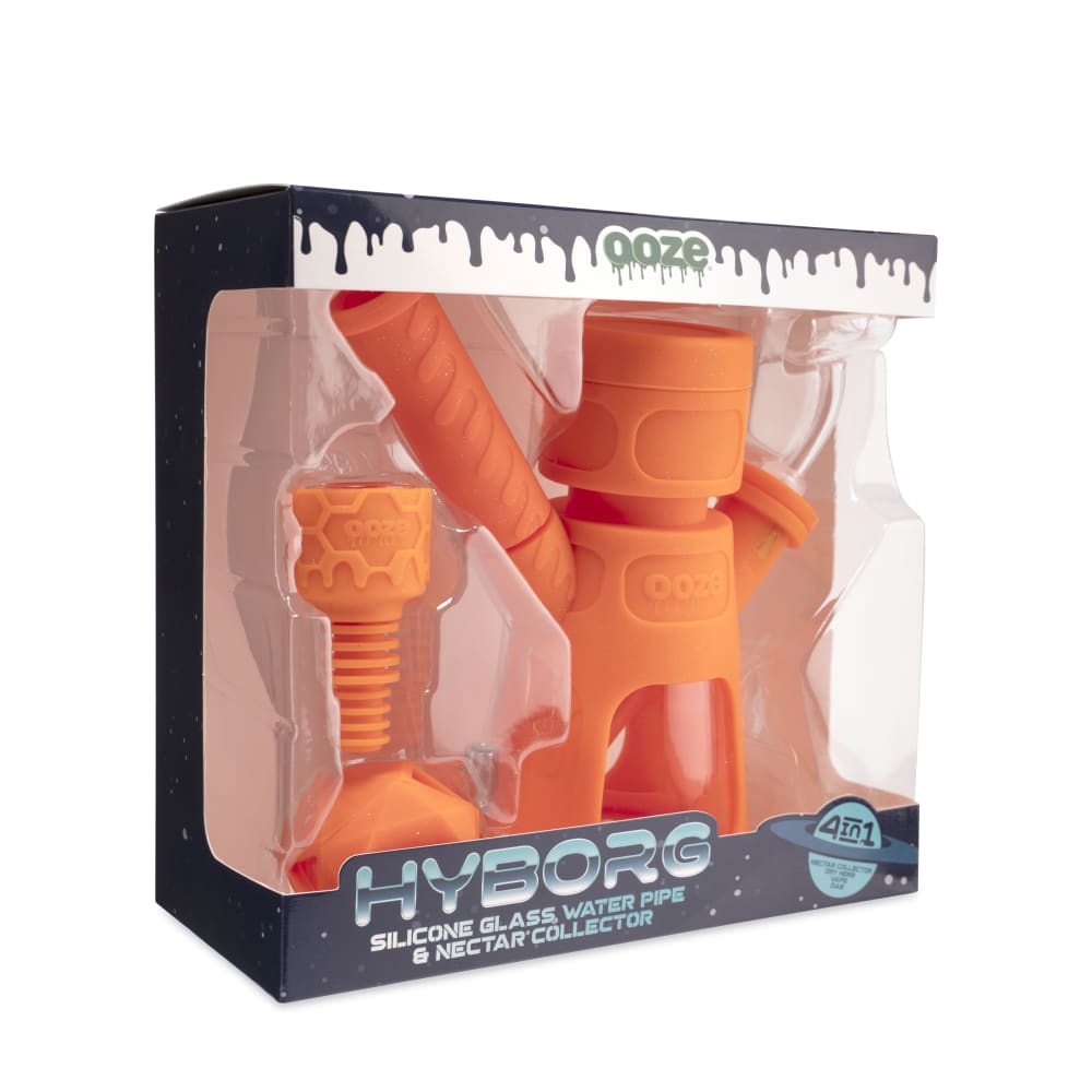 Ooze Hyborg Silicone Glass 4-in-1 Hybrid Water Pipe and Nectar Collector - Discreet Smoker