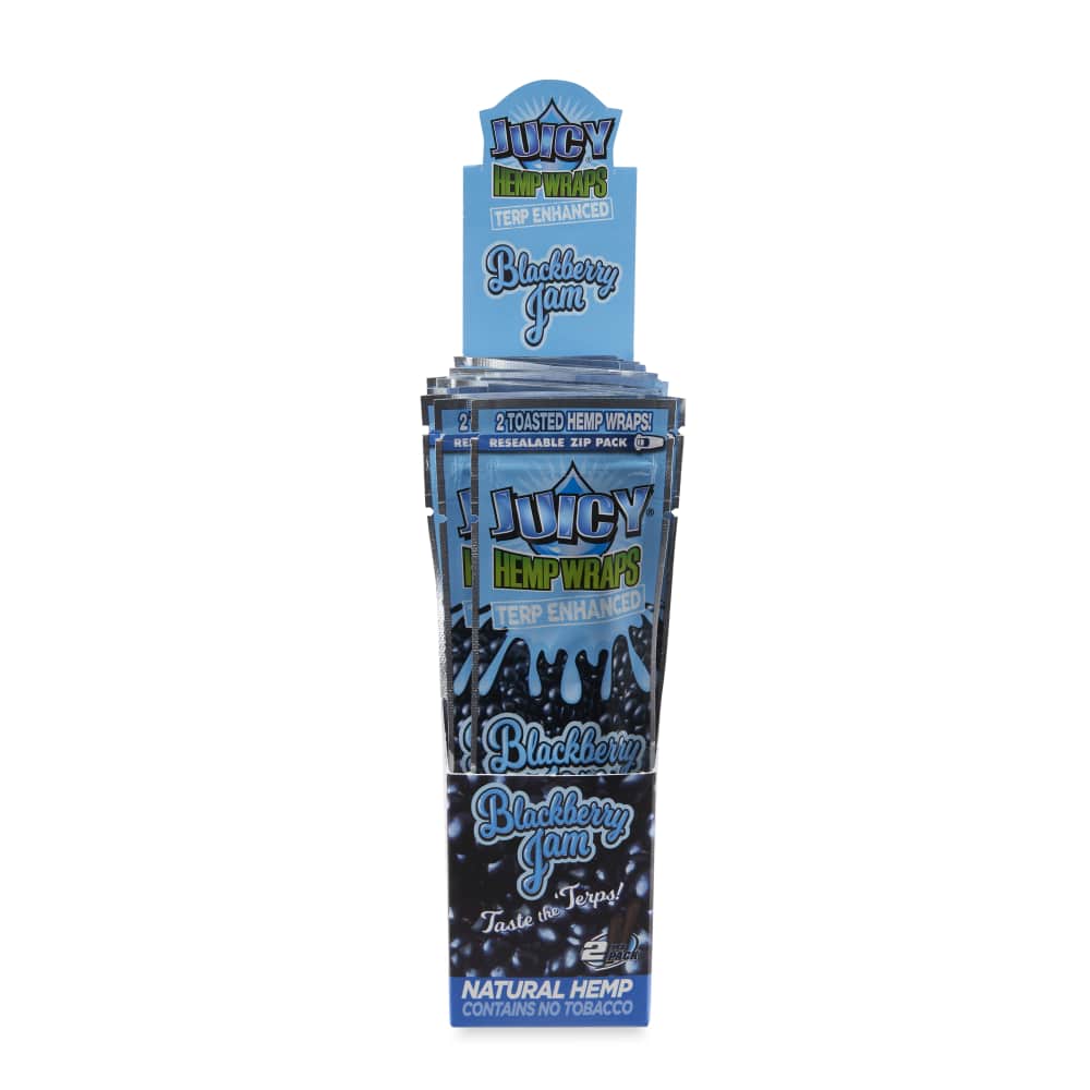 Juicy Jays Terp Enhanced Hemp Wraps 2pk Pouch 25ct POP Display - Discreet Smoker