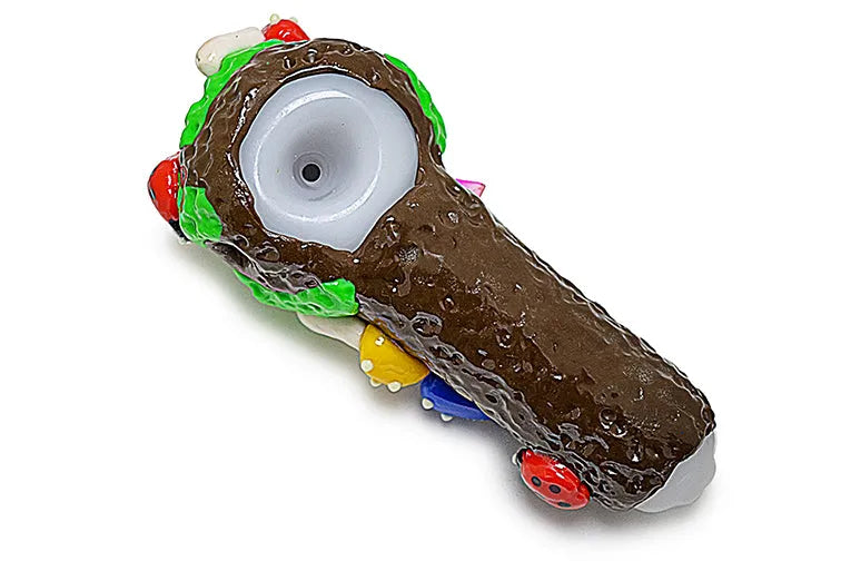 Clay Ladybug Mushroom Crystals Handpipe - Discreet Smoker