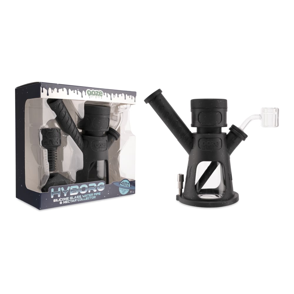 Ooze Hyborg Silicone Glass 4-in-1 Hybrid Water Pipe and Nectar Collector - Discreet Smoker