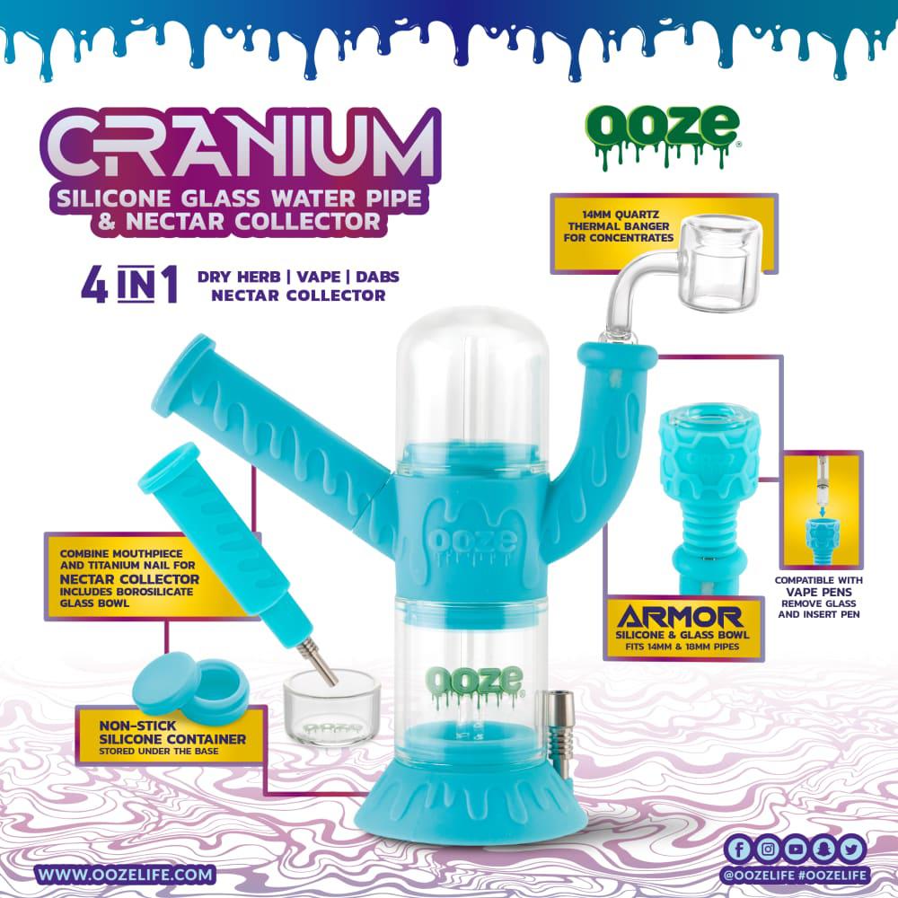 Ooze Cranium Silicone 4-in-1 Hybrid Water Pipe - Discreet Smoker