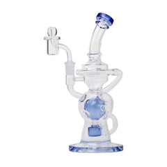 Human Grade 10" Swiss Rig Glass Recycler Water Pipe - Discreet Smoker