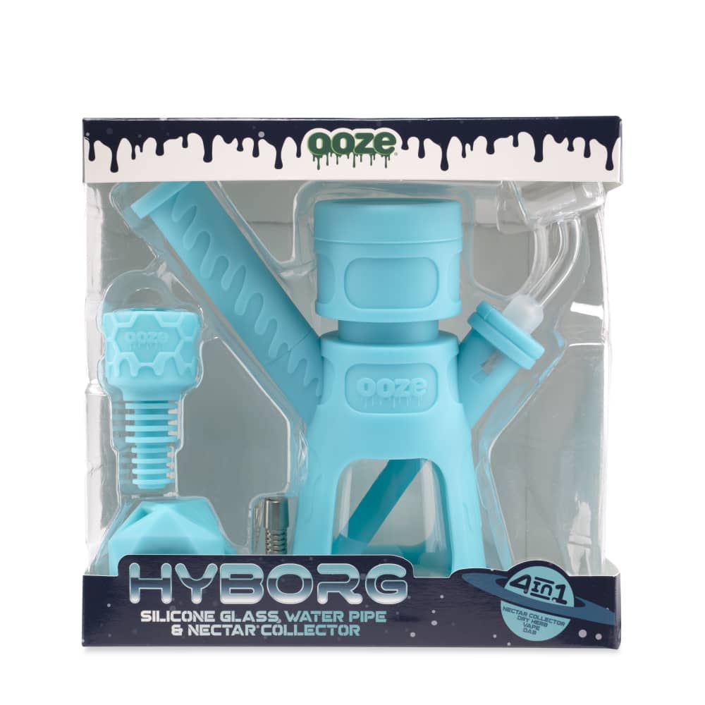 Ooze Hyborg Silicone Glass 4-in-1 Hybrid Water Pipe and Nectar Collector - Discreet Smoker