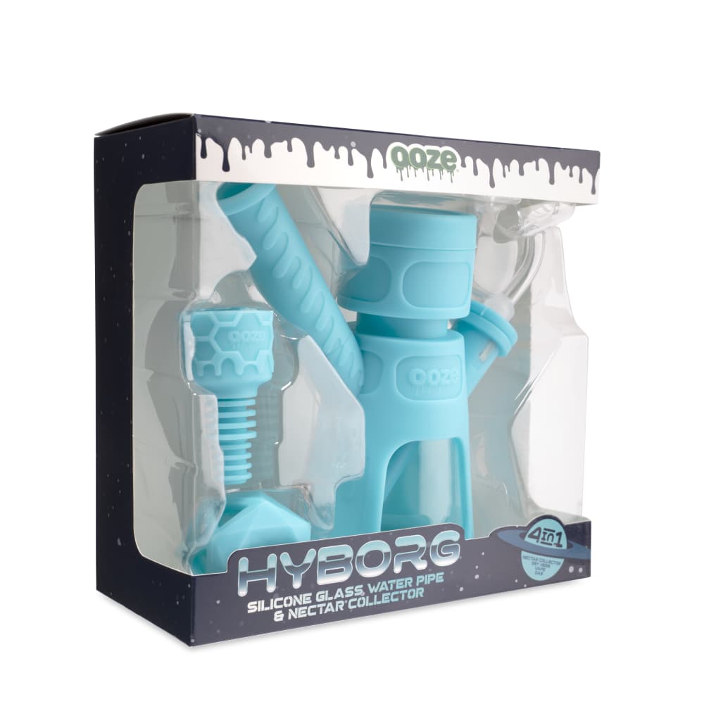Ooze Hyborg Silicone Glass 4-in-1 Hybrid Water Pipe and Nectar Collector - Discreet Smoker