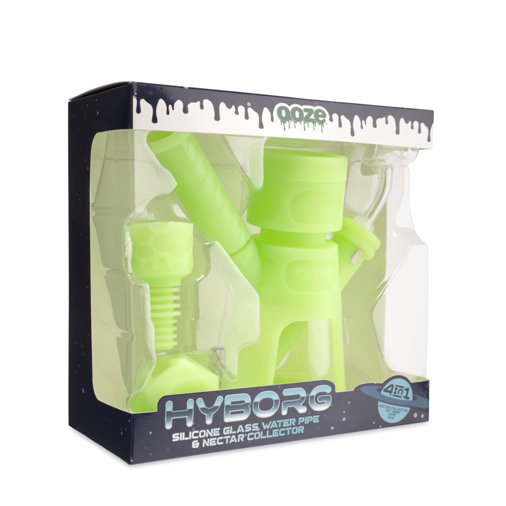 Ooze Hyborg Silicone Glass 4-in-1 Hybrid Water Pipe and Nectar Collector - Discreet Smoker