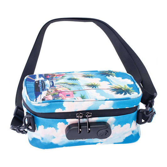 8.5IN X 5.5IN X 4.5IN SMELLPROOF BAG - PALM CITY RETRO - Discreet Smoker