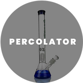 Glass bong with a blue percolator chamber, a smooth-hitting option among premium types of bongs.