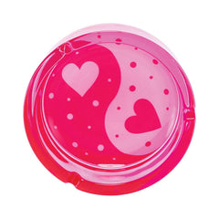 PINK YIN YANG HEARTS GLASS ASHTRAY - Discreet Smoker